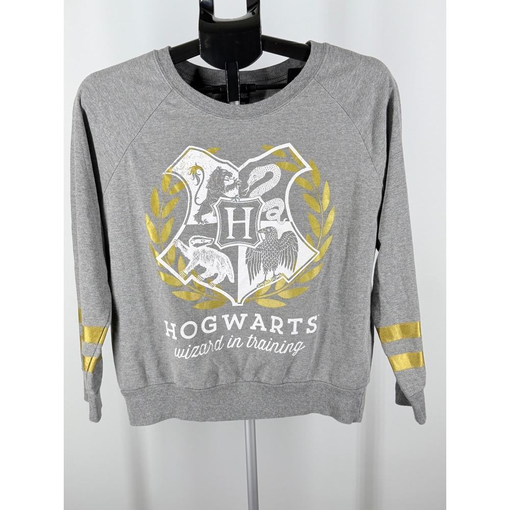 Harry Potter Hogwarts Wizard In Training Gray‎ Sweatshirt Gold Foil Junior Large